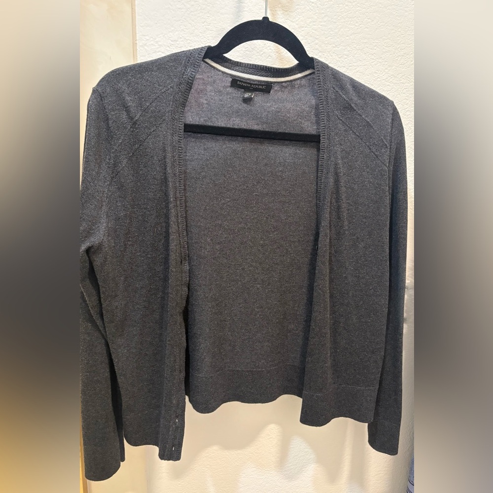Banana Republic Women's Charcoal Open-Front Cardigan